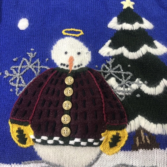 Quacker Factory 1X CUTE Vintage snowman/winter cardigan sweater EUC - Picture 5 of 11